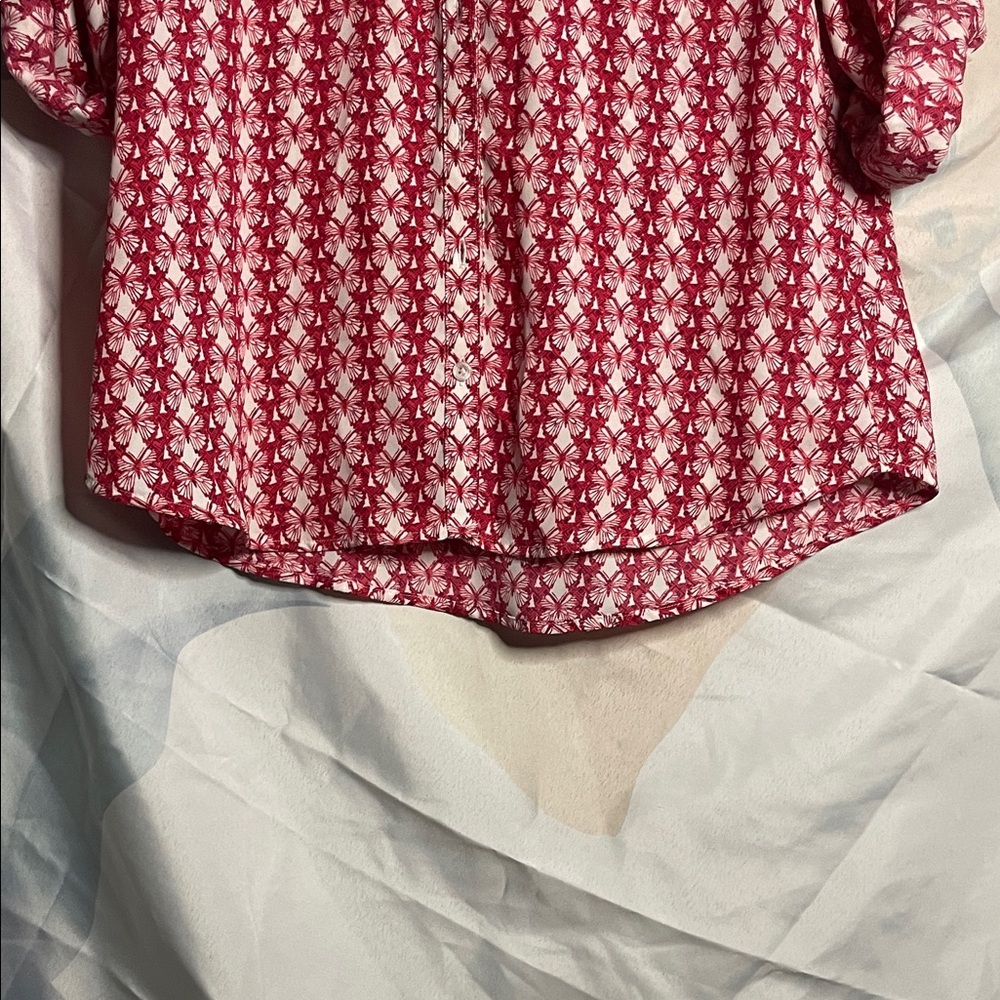 Express  Red Patterned Women's Top - Picture 4 of 5